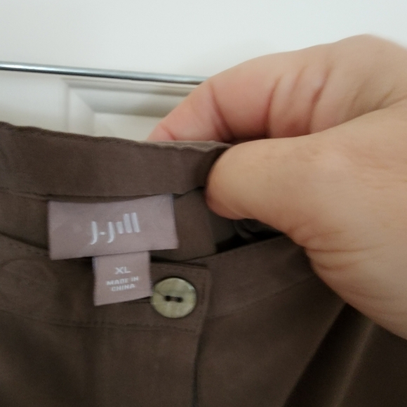 JJill 100% Silk Dress Office Pants Wide Leg Taupe Size Xl Business Career - Picture 2 of 9
